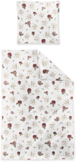 Irisette Feinbiber Bettwäsche Koala-J 155x220 Rosen Blüten rot beige 8627-60