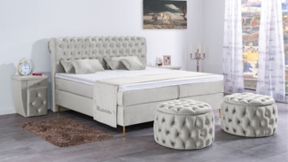 Meisterbetten Boxspringbett Lisa 180x220 in VS-Alugrau, Matratzenbezug Nano, Ergoflex-Topper