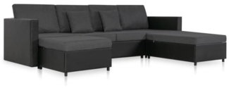 vidaXL 4-Sitzer Schlafsofa Ausziehbar Kunstleder Schwarz