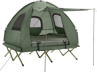 SoBuy Feldbett OGS61 Feldbett mit Zelt Schlafsack Wurfzelt 2 Person 4in1-Zelt Campingliege