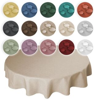 Haus und Deko Tischdecke Tischdecke rund Leinenoptik Lotuseffekt Tischwäsche Wasserabweisend (1-tlg)