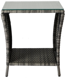 VINGLI Beistelltisch mit Glasplatte (1-St), Balkonmöbel 46x46x50 cm