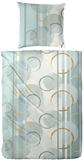 Westminster Feinbiber Bettwäsche 135x200 Kreise Ringe Streifen mint grau 172168-55