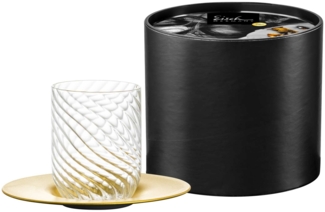 Eisch Twist Cappuccinoglas mit Untertasse 270 ml Gold in Geschenkröhre