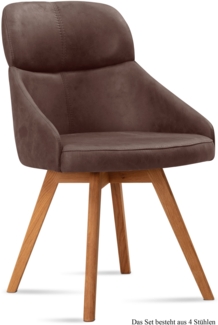 Esszimmerstuhl (4er-Set) Donna 52 x 82 x 63 Eiche geölt/Braun