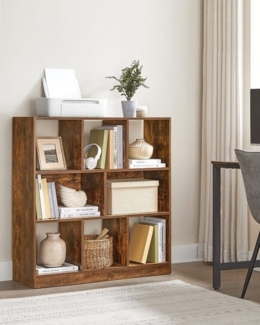 Vasagle Bücherregal, Regal, Würfelregal, Standregal, 8 offene Fächer, horizontal, vertikal oder kopfüber verwendbar, 30 x 97,5 x 100 cm, für Wohnzimmer, Arbeitszimmer, Büro, vintagebraun LBC52BX von Songmics