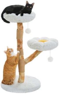 PETEPELA Kratzbaum Moderner Holz Blumen Kratzbaum, luxuriöse Katzenmöbel mit echtem Holz, Katzen-Kletterturm für Wohnungskatzen