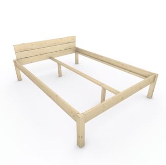 Pfostenbett "metallarm" Fichte Holzbett "Daybett" 160 x 220cm 48cm Doppelbett