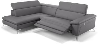 Sofanella Ledercouch STELLA Ledersofa Ecksofa Wohnlandschaft in Grau