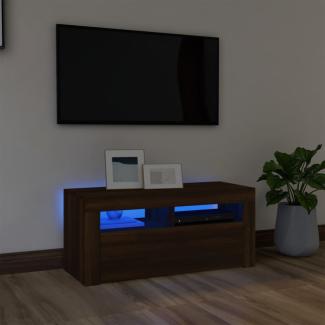 vidaXL TV-Schrank mit LED-Leuchten Braun Eichen-Optik 90 x 35 x 40 cm [822723]