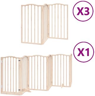 vidaXL 15-tlg. Hundetor mit Tür Faltbar 750 cm Pappelholz 3155590