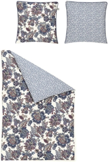 Irisette Crown Mako-Satin Bettwäsche 135x200 Blüten Barock Wende blau rot 8381-20