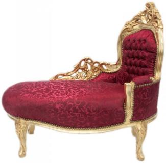 Casa Padrino Barock Kinder Chaiselongue Bordeauxrot Muster/Gold - Kindermöbel