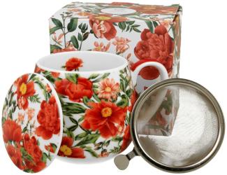DUO FLORAL Fassbecher 430 ml FELICITY mit Teesieb, New Bone China Porzellan