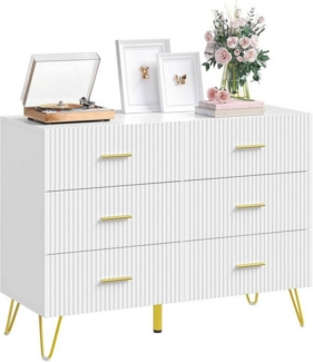 Woltu Kommode (1 St), Schubladenschrank mit 6 Schubladen, Weiß+Gold