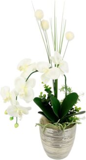 Kunstblume Arrangement Orchidee/Gras, I.GE.A, Höhe 60 cm, Topf aus Keramik