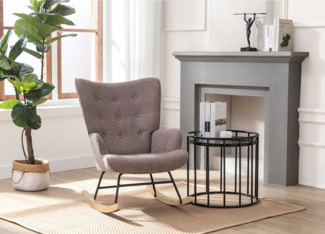 Vente-unique - Schaukelsessel - melierter Stoff - Taupe - ELMINA II