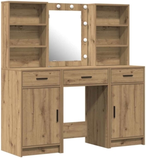 vidaXL Schminktischset mit LED 3 pcs Artisan-Eiche Holzwerkstoff 3334298