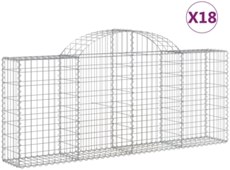 vidaXL Gabionen mit Hochbogen 18 Stk. 200x30x80/100cm Verzinktes Eisen 3146103