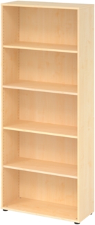 bümö Regal Ahorn, Standregal aus Holz für 5 Ordnerhöhen - Bücherregal 80 cm breit, Aktenregal für Ordner & Bücher, Büroregal, Holzregal, Ordnerregal, Aufbewahrungsregal, Buchregal, 4000-3