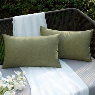 Wasserdichte Kissenbezüge 30x50 cm 2er Set für Sofa Garten Bett Dunkelgrün