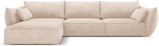 Micadoni 4-Sitzer Ecke links Sofa Kaelle | Bezug Beige | Beinfarbe Black Plastic