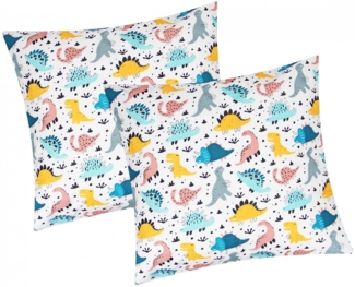 Heubergshop Kissenbezug, (2 Stück), 40x40cm Kissenhülle Dino Dinosaurier Kinder (KY-Dino)