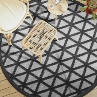 vidaXL Outdoor-Teppich Schwarz Ø200 cm PP 368464