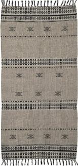 Teppich Cros in Grau aus Wolle und Baumwolle mit Muster, 90x200 cm