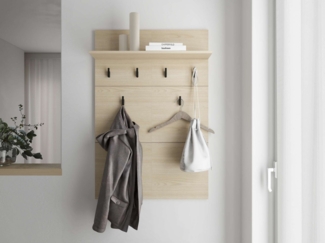 Home affaire Garderobenpaneel Rathlin, Wandregal Wandpaneel, Wandgarderobe praktisch & stillvoll, mit 6 Kleiderhaken und Ablage für Accessoires, Breite 77 cm