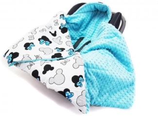 Einschlagdecke Doppelseitige Einschlagdecke 90x90 cm Babydecke Mickey Mouse blau, Welt der Träume, Made in Europe