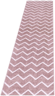 Kurzflor Teppich Roberto Läufer - 80x250 cm - Rosa