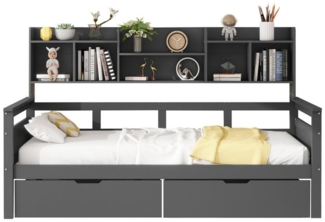 Flieks Daybett, Schlafsofa Kinderbett Einzelbett 90x200cm mit 2 Schubladen und Regalen