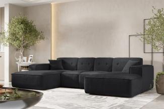 Wohnlandschaft Sofa U-Form CESINA XS in Stoff Ascot Bukla Schwarz