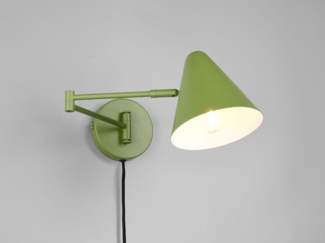 LED Wandleuchte mit Stecker, Schalter und Schwenkarm, Grün, Höhe 16cm