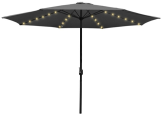 Clanmacy Sonnenschirm Ø3.5m Gartenschirm LED Ampelschirm Marktschirm Strandschirm UV Grau, LxB: 350x350 cm, Stabiler knickbar/für Garten, Balkon, Terasse/Sonnenschutz