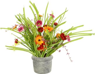Kunstblume Blütenbusch, I.GE.A, Höhe 43 cm, Im Topf Blütenbund Künstlicher Grasbusch mit Kunstblumen