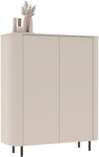 INOSIGN Highboard Lido, B/H 131/154 cm, 2 Türen, Stauraumschrank, Hochkommode, Formgebogenes MDF, Stirnseiten mit Rundung, Push-to-open, Metallfüße