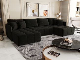 Wohnlandschaft Schlafsofa Sofa TREVISO Stoff Monolith Dunkelgrau