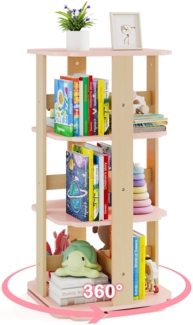 Kinder Bücherregal 360° drehbar 3-stöckiges Spielzeugregal mit 12 Fächern 48 x 48 x 95,5 cm Rosa