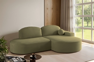 Ecksofa Schlafsofa Sofa GIRONA Stoff Salvador Olivgrün Ottomane Rechts