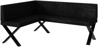 MEBLINI Eckbank für Esszimmer - Küchenbank - Essecke - Sitzecke Küche - TONI - X-Beine 128x168x87cm Links - Schwarz Samt