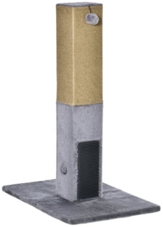 PawHut Kratzbaum Kratzstamm Kratzsäule mit Juteseil Katzenkratzbaum, Plüsch, Grau, Plüsch Grau