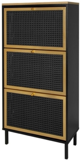 BlingBin Schuhschrank Schuhkommode mit Rückwand, Sideboard (1er Set, 1-St, mit drei Türen, doppeltem Schuhregal, 60x24x124.4 cm) mit Rückwand, geeignet für den Eingangsbereich und andere Szenen