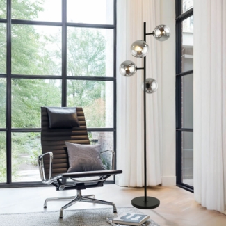 HOME DELUXE Stehlampe aus Glas VIOLA - Rauchgrau