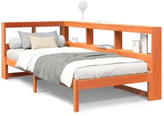 vidaXL Massivholzbett mit Regal ohne Matratze Wachsbraun 90x190 cm 3324340