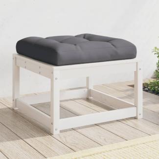 vidaXL Gartenhocker mit Kissen Weiß Massivholz Kiefer 844700