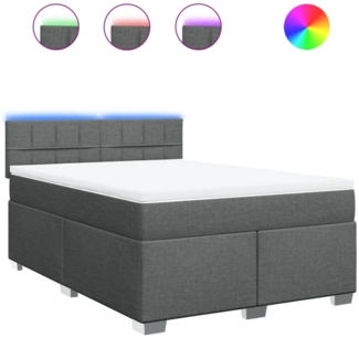 vidaXL Boxspringbett mit Matratze Dunkelgrau 160x200 cm Stoff 3288240