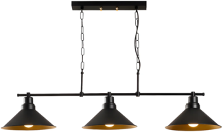 Vente-unique - Deckenleuchte industriell mit 3 Lampenschirme - Metall - 108x55 cm - Schwarz - SIVANI
