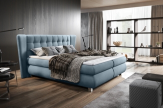 99rooms Florian Boxspringbett 140x200 cm Struktur JAZZ Pastellblau Bonell-Federung